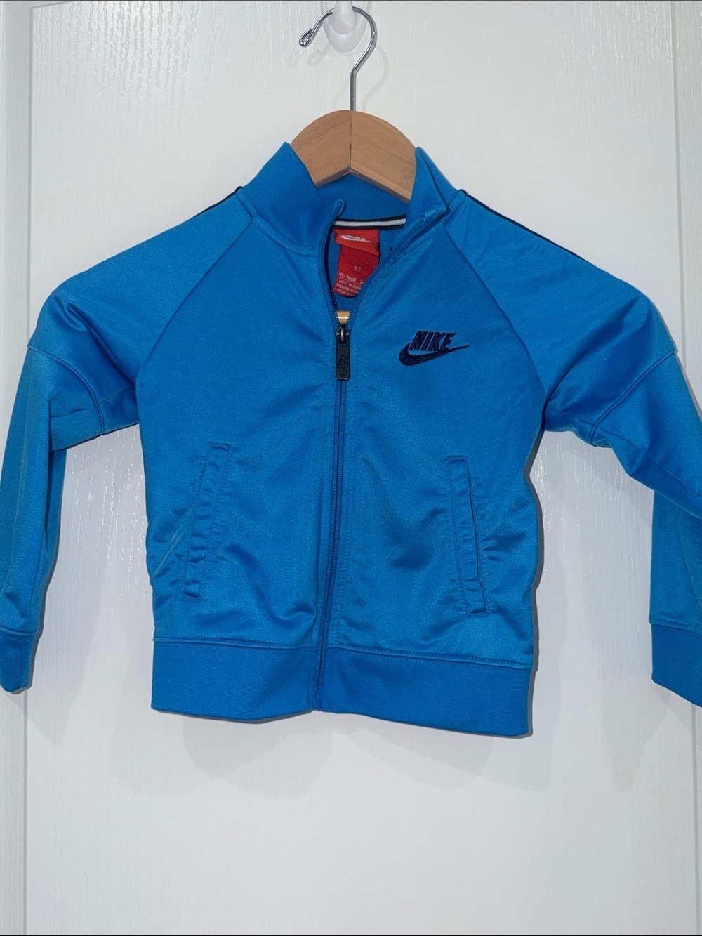 Nike Bright Blue Kids Zip Jacket with Black Logo size 3T